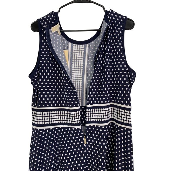 NWT Michael Kors Womens XL Navy Stretch Jersey Dot Sleeveless Dress RT10535 - Picture 5 of 8